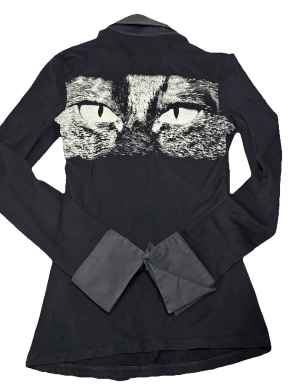 Isabel De Pedro MR CAT Black Cat Eyes Graphic Stretch Top Size 4 Rare